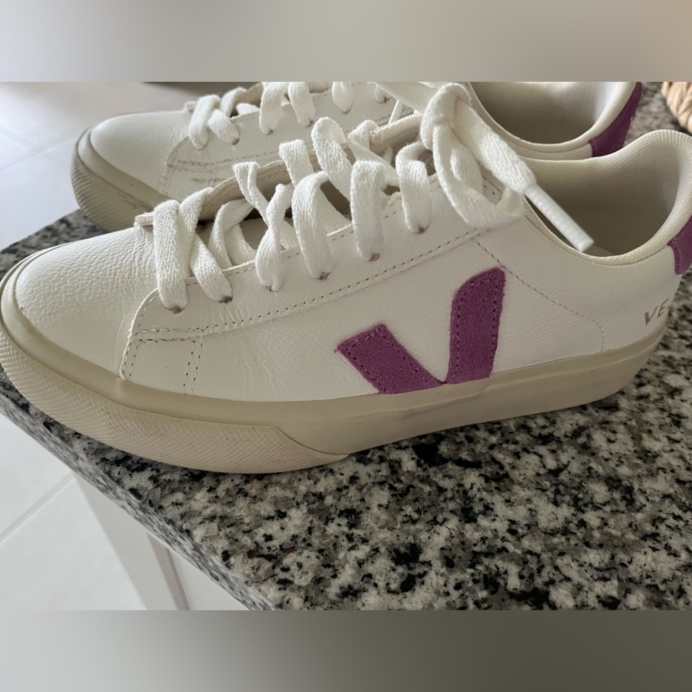 Veja White and Purple Sneakers Minimalist Design